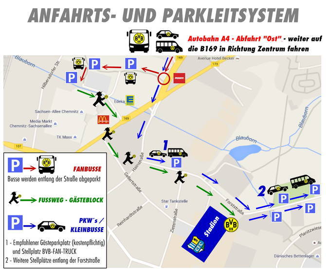Parkleitsystem Gästefans Chemnitzer FC - BVB