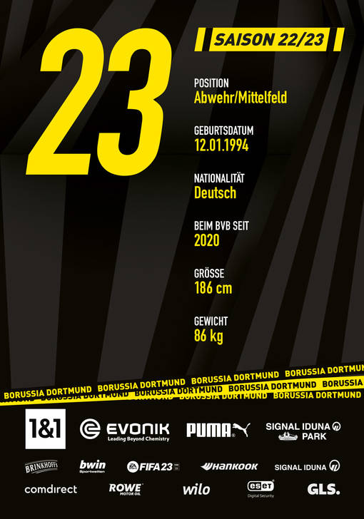 Autogrammbild von Emre Can, Mittelfeldspieler Borussia Dortmund zur Saison 2022/2023