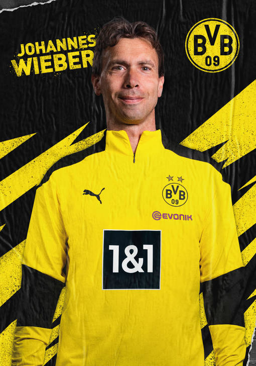 Autogrammbild Vorderseite Johannes Wieber Reha-Trainer von Borussia Dortmund zur Saison 2020/21
