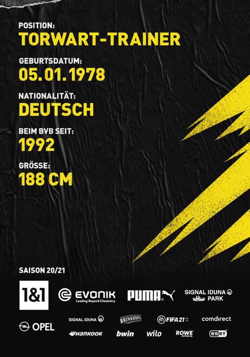 Autogrammkarte von Matthias Kleinsteiber Zeugwart von Borussia Dortmund zur Saison 2020/2021