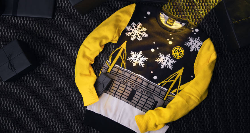 Nero/Giallo Borussia Dortmund BVB Tazza di Natale Natale Xmas-Sweater Taglia Unica 